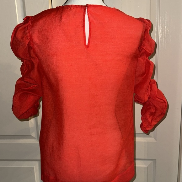 H&M Red Ruffle Top - Size US 10 - Picture 4 of 11